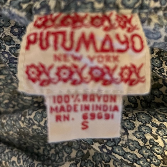 Putumayo 90s Aline fitted skirt with side buttons floral rayon midi vintage - Picture 6 of 8